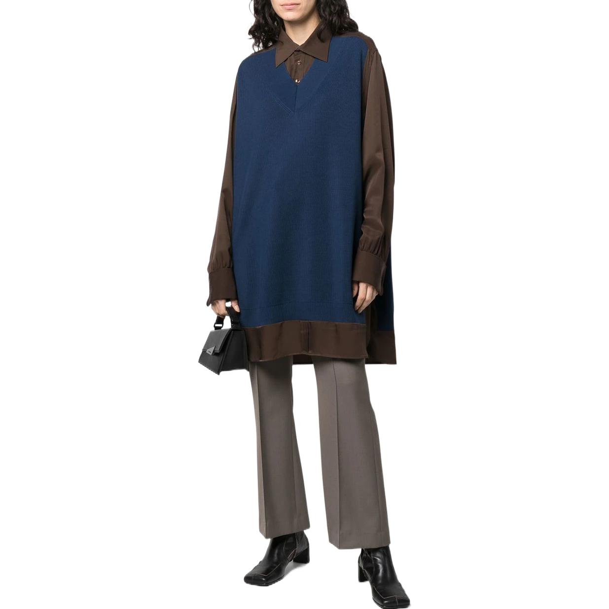 Lookbook (W) Maison Margiela SS22 藍棕雙色長袖襯衫休閒有領款式 S51DL0391S52892144