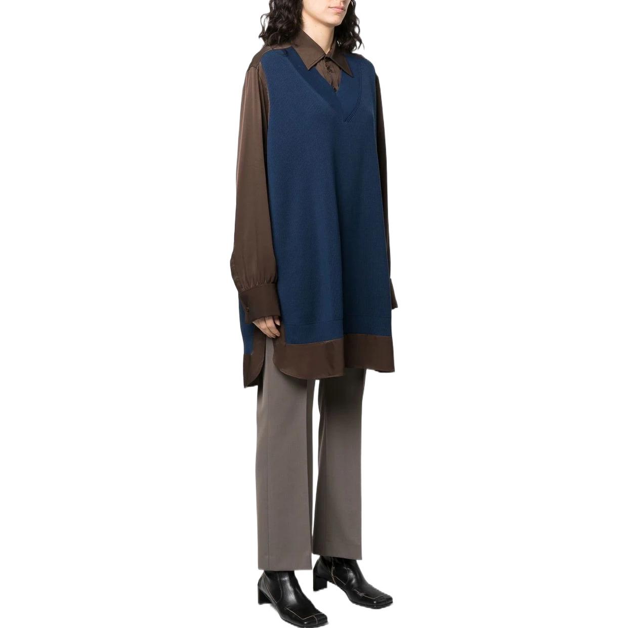 Purchase (W) Maison Margiela SS22 藍棕雙色長袖襯衫休閒有領款式 S51DL0391S52892144