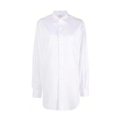 (Women) Maison Margiela SS22 White Cotton Long Sleeve Midi Shirt. SI0DL0001S52245100