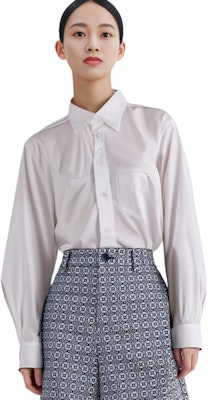 (W) Maison Margiela SS22 白色纯棉长袖中长款衬衫 SI0DL0001S52245100 2