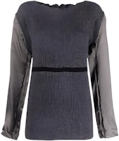 (Women) Maison Margiela SS22 Distressed Contrast Sleeve Slim Knit Pullover Women Grey S31HA0831S17903860 (Women) Maison Margiela SS22 Distressed Contrast Sleeve Slim Knit Pullover Women Grey S31HA0831S17903860