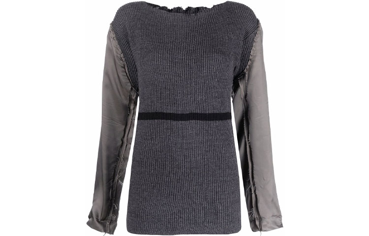 Order (W) Maison Margiela SS22 Suéter Ajustado Gris con Mangas Contrastadas para Mujer S31HA0831S17903860
