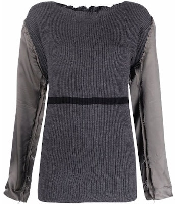 (W) Maison Margiela SS22 Suéter Ajustado Gris con Mangas Contrastadas para Mujer S31HA0831S17903860 Order (W) Maison Margiela SS22 Suéter Ajustado Gris con Mangas Contrastadas para Mujer S31HA0831S17903860