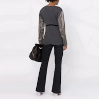 Shop (Women) Maison Margiela SS22 Distressed Contrast Sleeve Slim Knit Pullover Women Grey S31HA0831S17903860