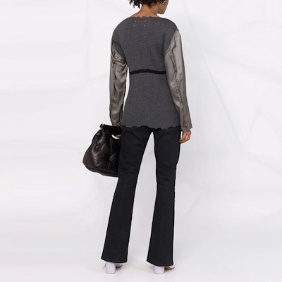 (W) Maison Margiela SS22 Suéter Ajustado Gris con Mangas Contrastadas para Mujer S31HA0831S17903860 Shop (W) Maison Margiela SS22 Suéter Ajustado Gris con Mangas Contrastadas para Mujer S31HA0831S17903860