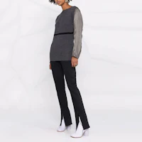 Purchase (Women) Maison Margiela SS22 Distressed Contrast Sleeve Slim Knit Pullover Women Grey S31HA0831S17903860