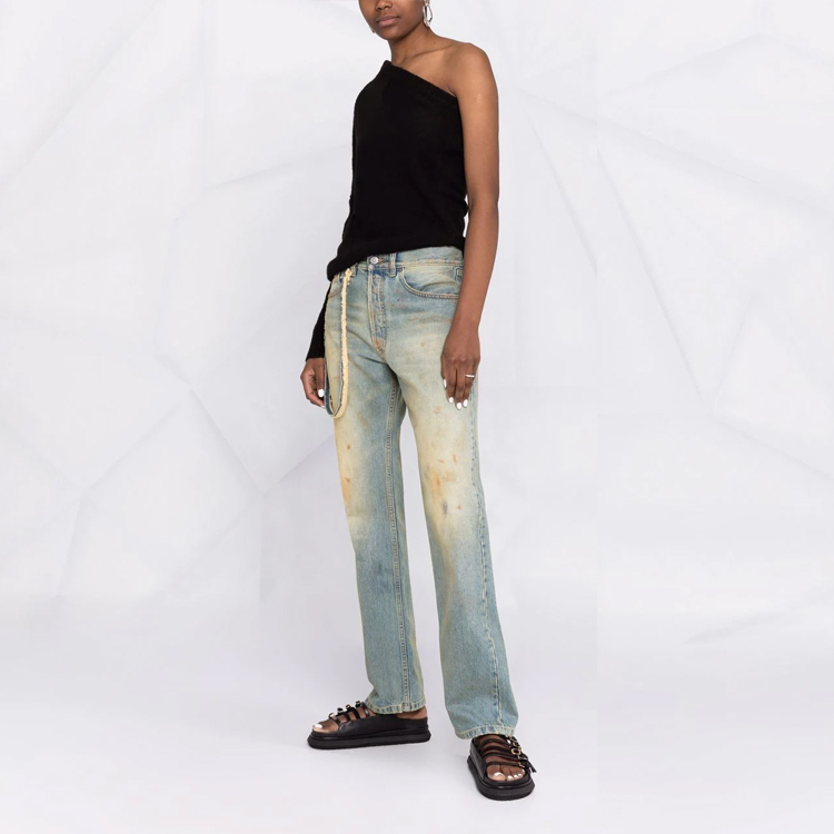 Shop (W) メゾン マルジェラ SS22 ディストレスト ストレートジーンズ レディース ブルーデニム S31LA0068S30561975