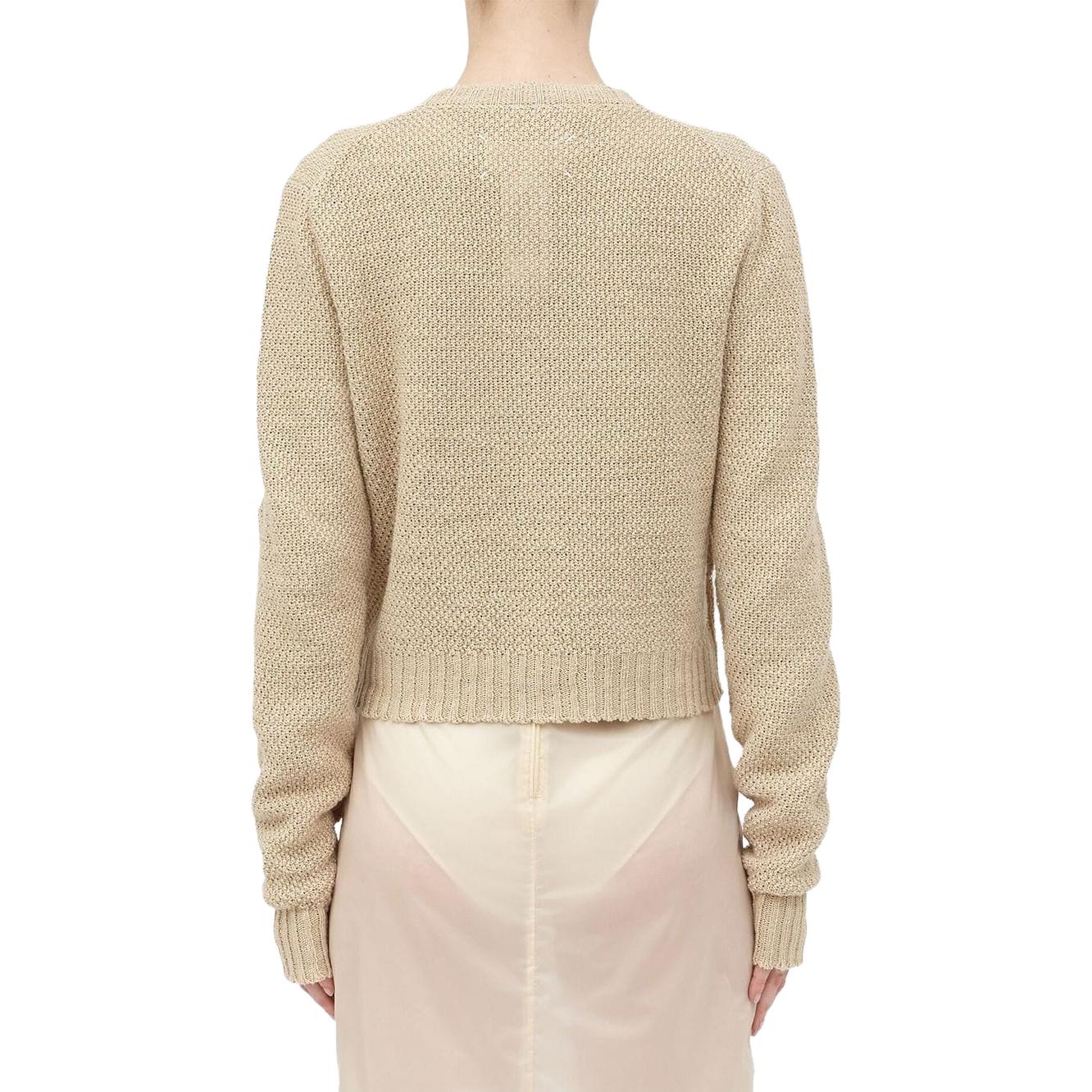 Shop (W) Maison Margiela SS23 Baju Lengan Panjang Beige Rajut dengan Poket. S51HP0004S18200-113