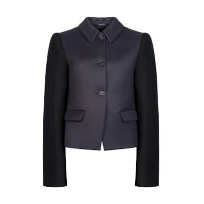 (Women) Maison Margiela SS23 Wool Twill Navy Blazer Jacket for Women Navy Blue SI0BN0004S54881-511