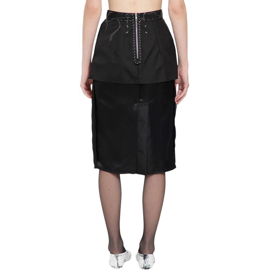 Lookbook (W) Maison Margiela SS24 黑色中长裙带针脚细节休闲风格 S51ME0021S78413900