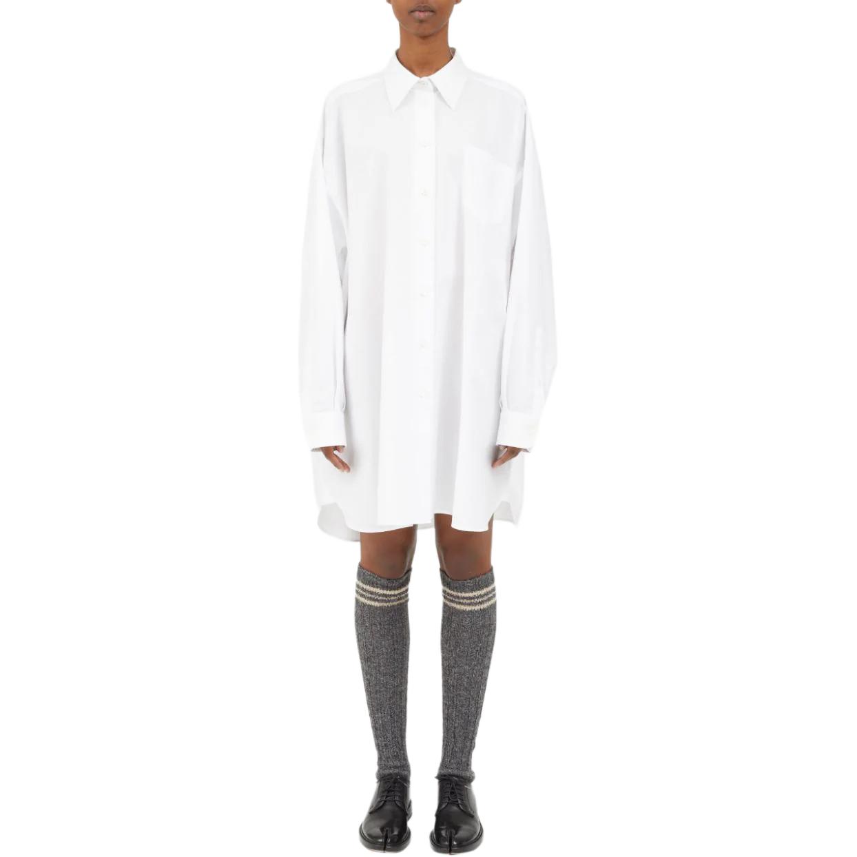 Lookbook (W) Maison Margiela SS24 白色长袖纽扣中长款衬衫裙。 S51DL0253S54750100