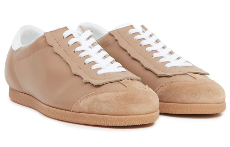(W) Maison Margiela Suede Leather Low-Top Lace-Up 'Brown White' 圖 2