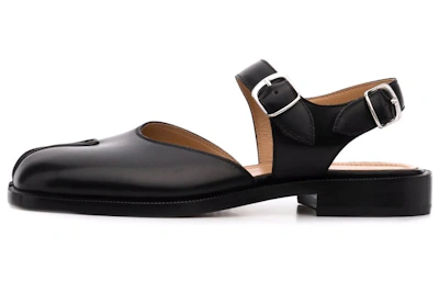 (Women) Maison Margiela Tabi 'Black Leather with Adjustable Strap'