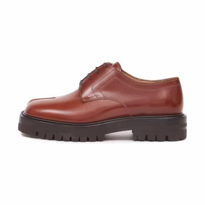 (W) Maison Margiela Tabi 'Brown Leather Split-Toe Lace-Up'