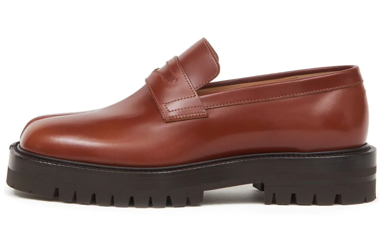 Buy (W) メゾン マルジェラ タビ レザー スプリットトゥ ローファー (ブラウン) S58WR0110P3827H8420