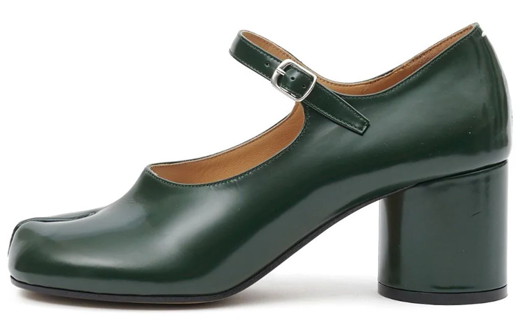 (W) Maison Margiela Tabi 'Green Ankle-Strap Chunky Heel'