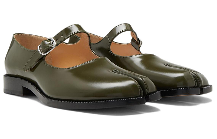 (W) Maison Margiela Tabi 'Green Leather Split-Toe Flats' 圖 3