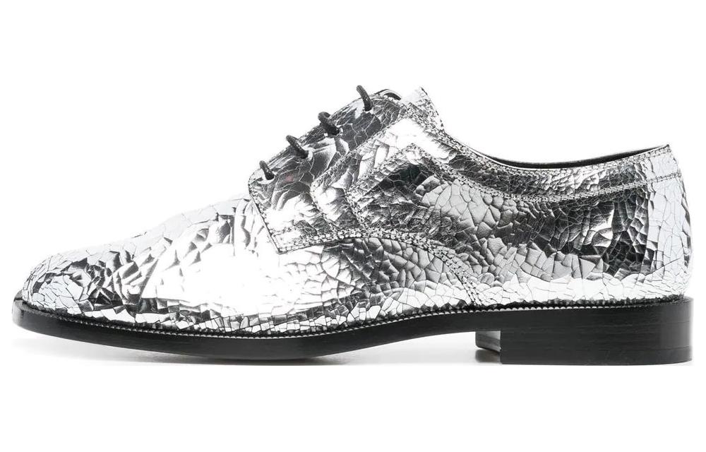 (W) Maison Margiela Tabi 'Metallic Lace-Up Flats Silver'