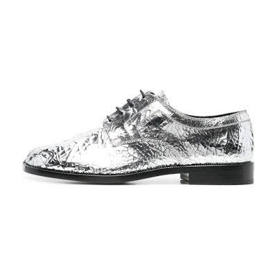 (W) Maison Margiela Tabi 'Metallic Lace-Up Flats Silver'