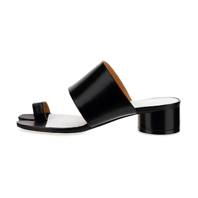 (W) Maison Margiela Tabi 'Sleek Black Leather Slides'