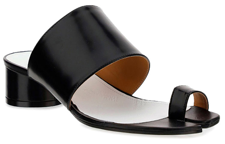 (W) Maison Margiela Tabi 'Sleek Black Leather Slides' 圖 3