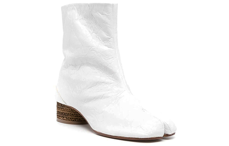 (W) Maison Margiela Tabi 'White Crinkle Calfskin Split-Toe Ankle Boot' 圖 2