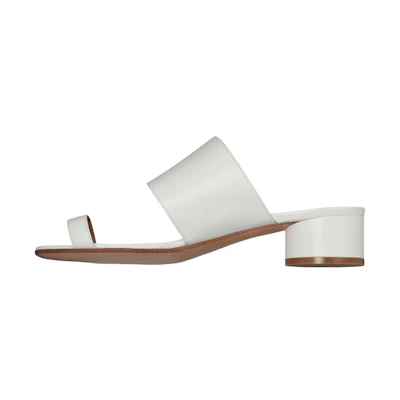 (W) Maison Margiela Tabi 'White Leather Cleft Toe Heeled Mule'