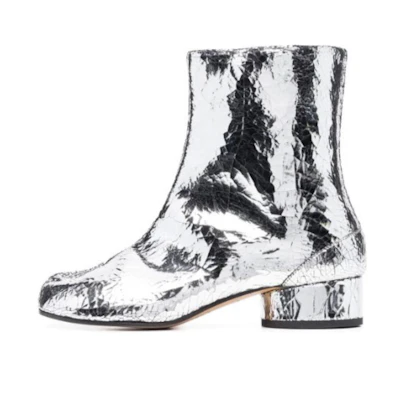 (W) Maison Margiela Tabi Ankle Boot 'Cracked Metallic Silver'