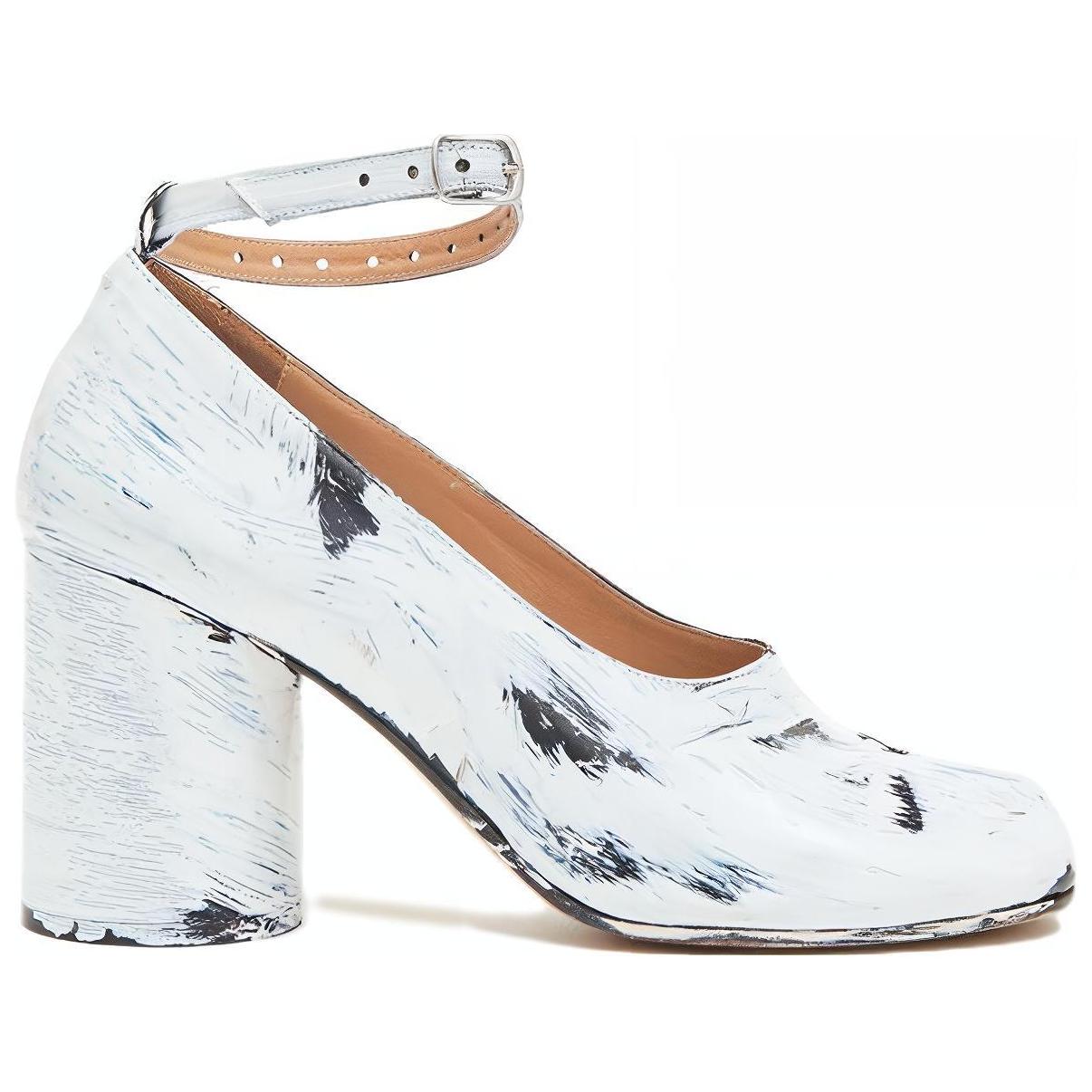 Order (W) 메종 마르지엘라 타비 비앙케토 하이힐 '화이트 쉽스킨' S34WL0021P4162H1532