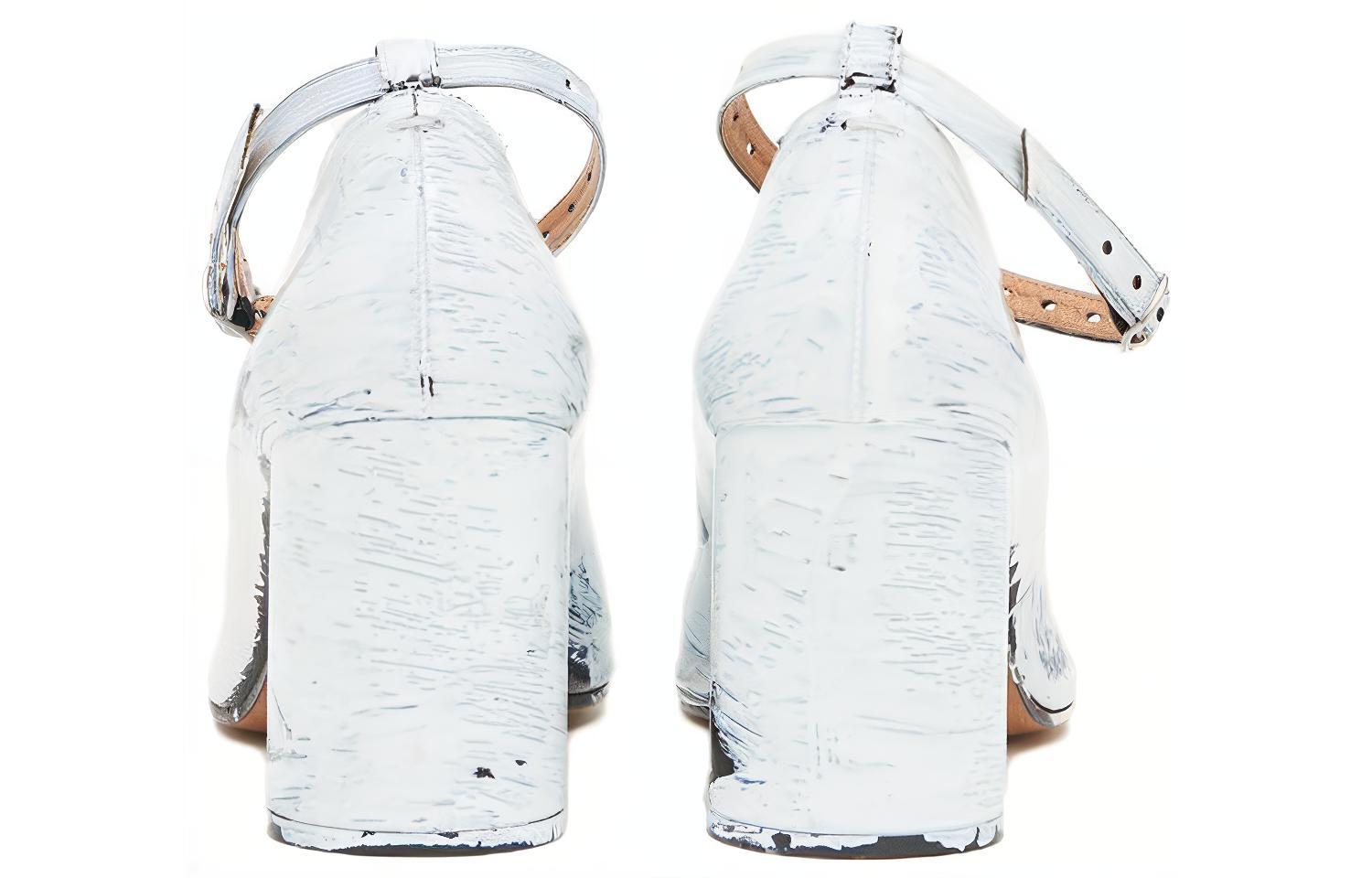 Shop (W) 메종 마르지엘라 타비 비앙케토 하이힐 '화이트 쉽스킨' S34WL0021P4162H1532