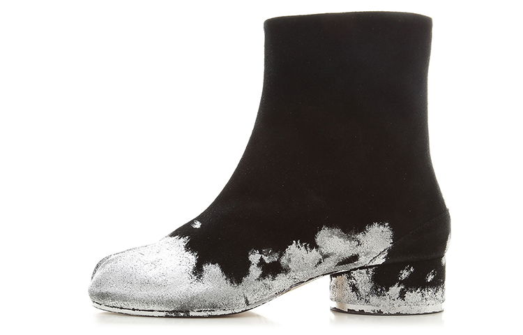 Buy (W) メゾン マルジェラ タビブーツ ペイント 黒/銀 S58WU0273-P2519-H1130