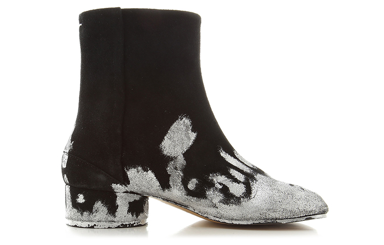 Order (W) メゾン マルジェラ タビブーツ ペイント 黒/銀 S58WU0273-P2519-H1130
