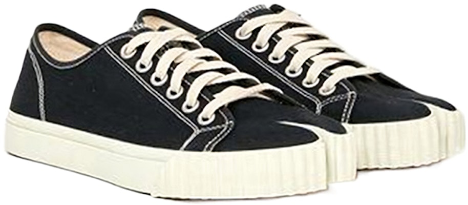 Maison Margiela 梅森馬吉拉 Tabi 帆布 時尚綁帶 休閒 耐磨 低幫 板鞋 女款 黑色 Shop Maison Margiela 梅森馬吉拉 Tabi 帆布 時尚綁帶 休閒 耐磨 低幫 板鞋 女款 黑色