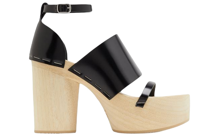 Order (W) Maison Margiela Tabi Talons Hauts Sandale en Cuir Noir S39WY0022PS679T8013