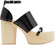 Order (W) Maison Margiela Tabi Talons Hauts Sandale en Cuir Noir S39WY0022PS679T8013