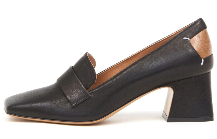 Buy (W) メゾン マルジェラ タビ ハイヒール 黒革 4ステッチ S58WR0105P3753T8013