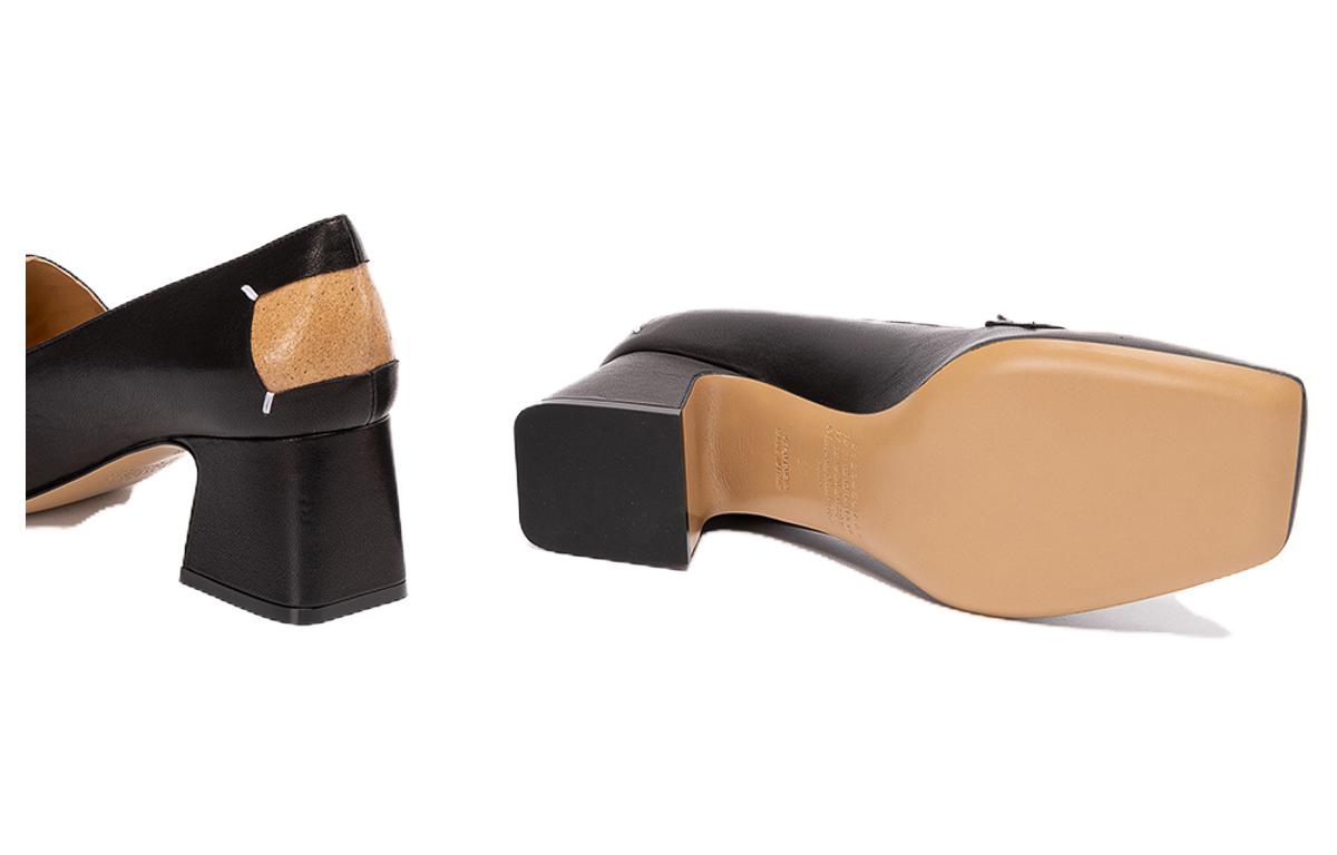 Sizing (W) メゾン マルジェラ タビ ハイヒール 黒革 4ステッチ S58WR0105P3753T8013