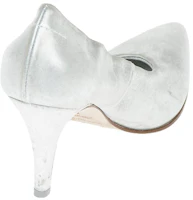 Shop Maison Margiela梅森馬吉拉 皮革 尖頭套腳 細跟 高筒鞋 8cm 女款 銀色