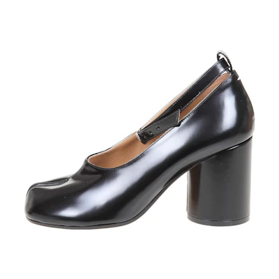 (W) Maison Margiela Tabi Leather Heels 'Black'