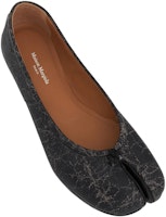 Maison Margiela Tabi 皮革裂痕復古平底鞋 女款 黑色 Shop Maison Margiela Tabi 皮革裂痕復古平底鞋 女款 黑色