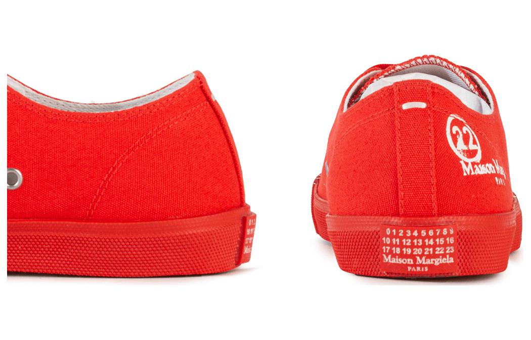 Shop (W) Maison Margiela Tabi Low ''Éclaboussures de Peinture - Corail Fluo'' S58WS0110-P2974-H5458