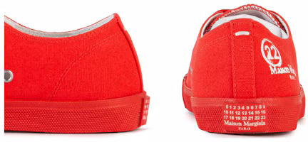 Shop Maison Margiela Tabi 泼墨 低筒運動鞋 女款 紅色