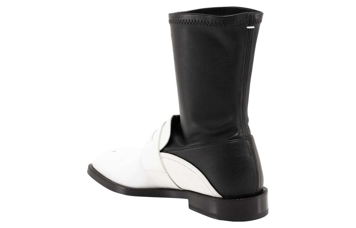 Shop Maison Margiela梅森馬吉拉 Tabi Penny 皮革 套腳粗跟 短靴 女款 白黑