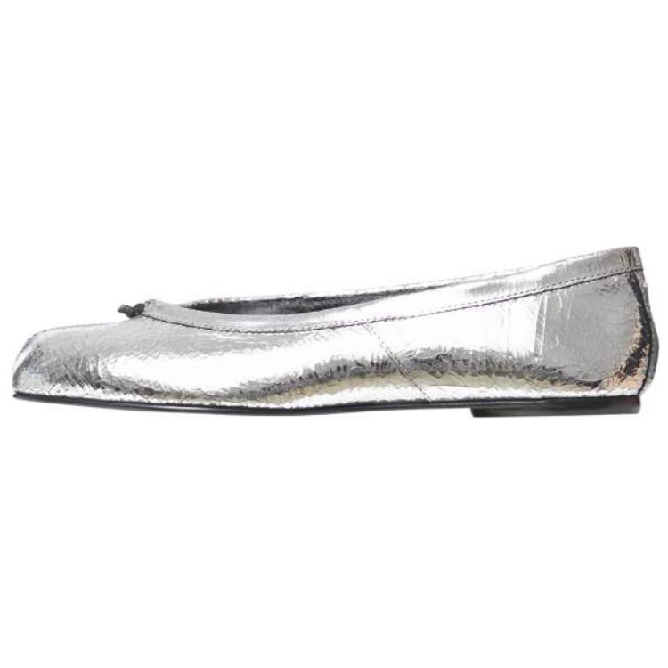 (Women) Maison Margiela Tabi Silver Calfskin Slip-On Flats Casual Shoes S58WZ0130P5016T9002