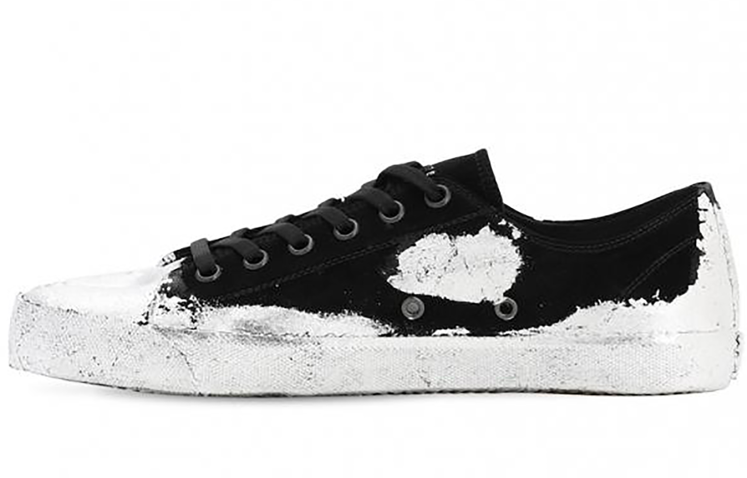 (W) Maison Margiela Velvet Tabi 'Paint Effect - Black'