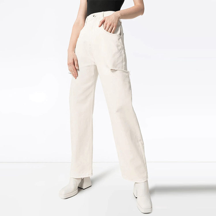 Details for (W) 메종 마르지엘라 화이트 디스트레스트 클린컷 워시 데님 진 S51LA0106S47399