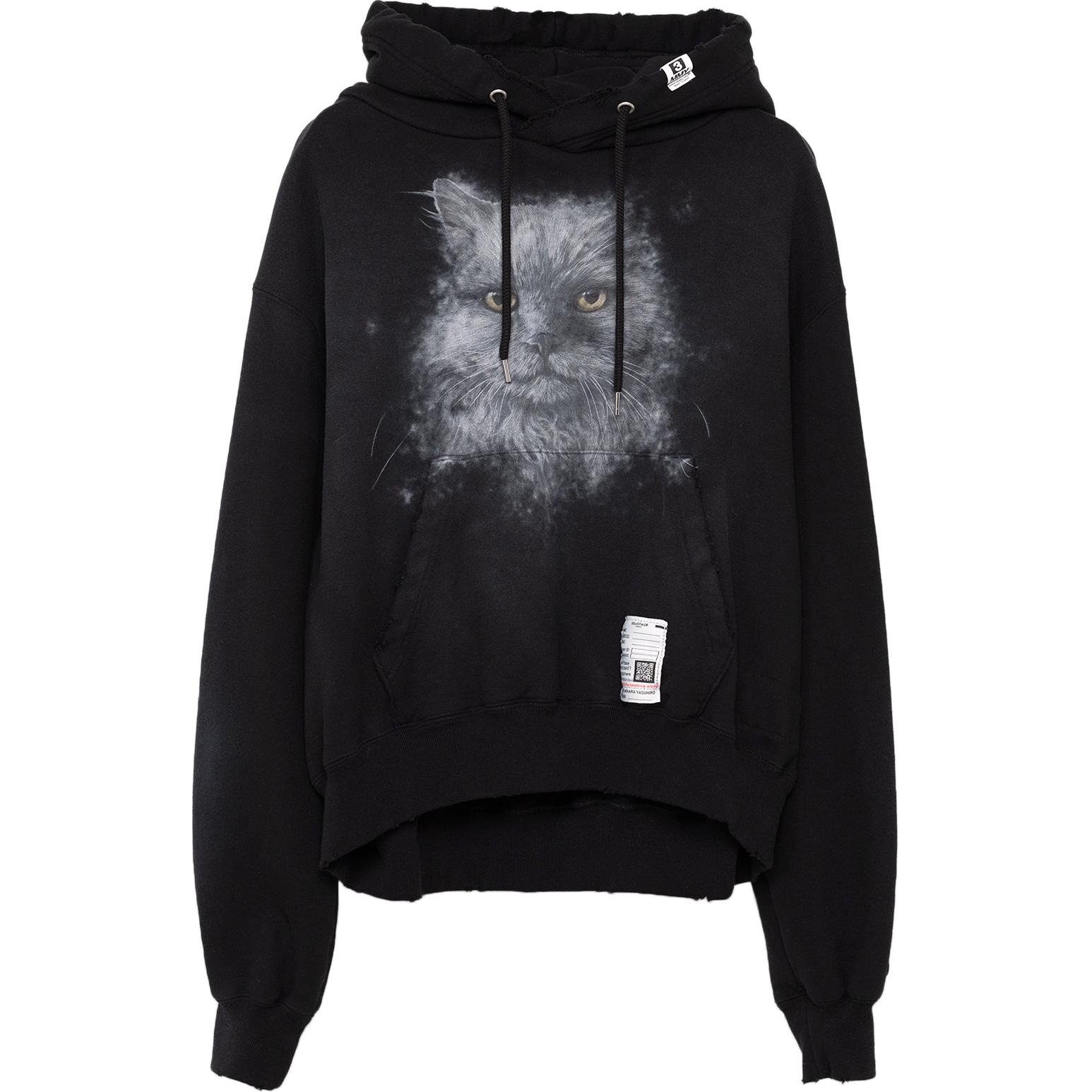 (Women) Maison Mihara Yasuhiro FW24  Black Hoodie with Printed Pattern. K13HD731-BLACK