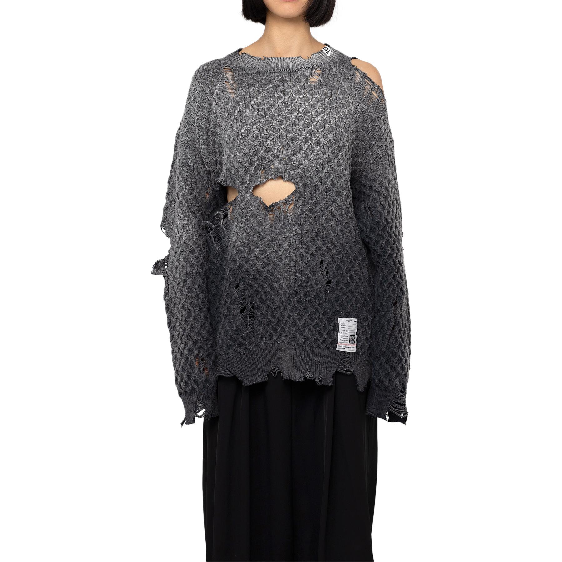Shop (W) Suéter de Punto Desgastado Maison Mihara Yasuhiro FW24 Negro. K13SW701-BLACK
