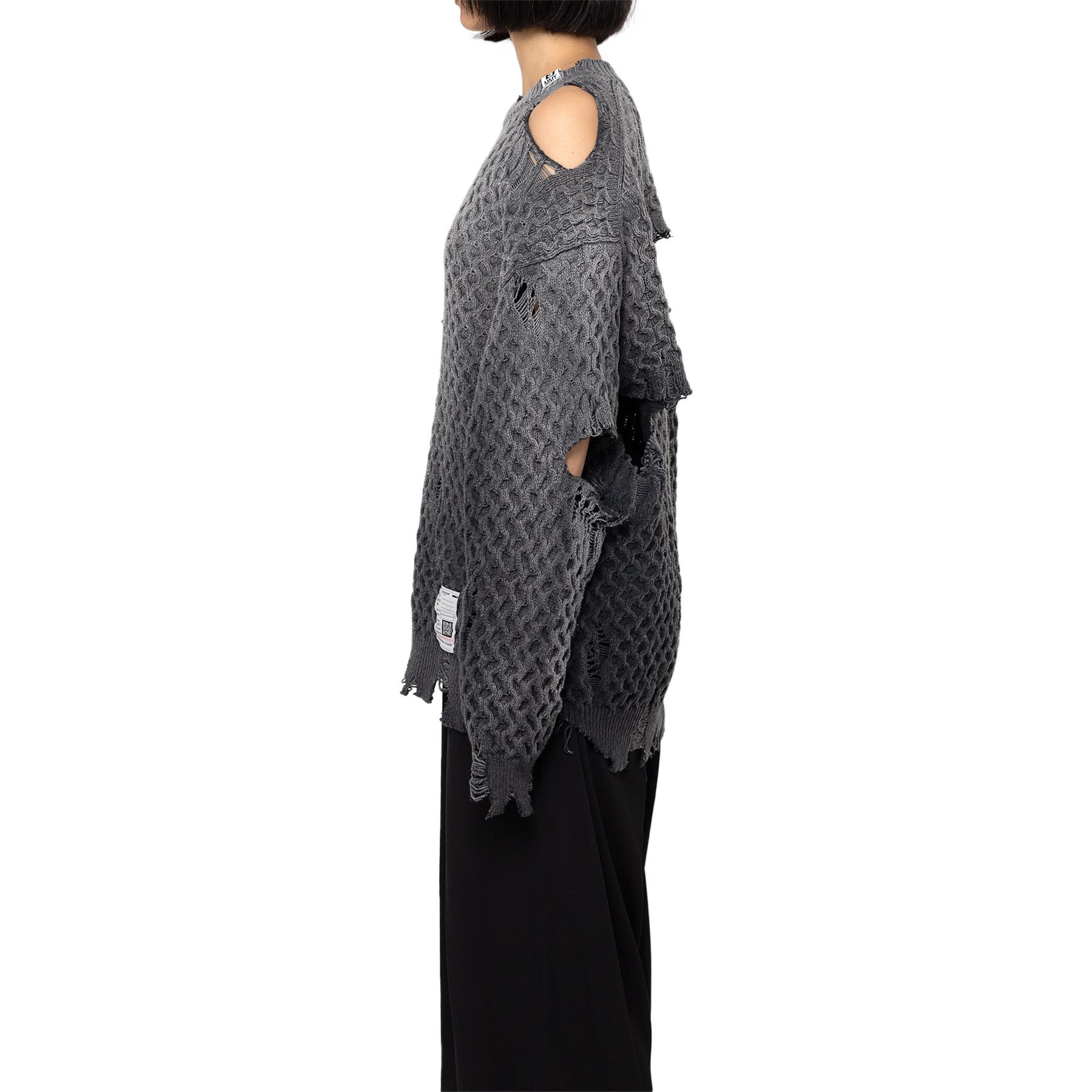 Sizing (W) Suéter de Punto Desgastado Maison Mihara Yasuhiro FW24 Negro. K13SW701-BLACK