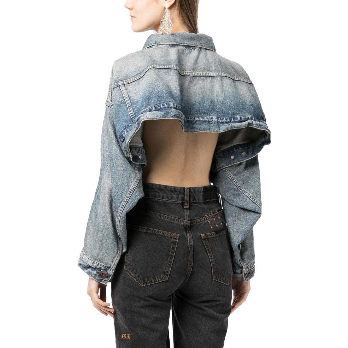 (Women) Maison Mihara Yasuhiro SS23  Distressed Crop Denim Jacket Blue B10BL071 圖 4